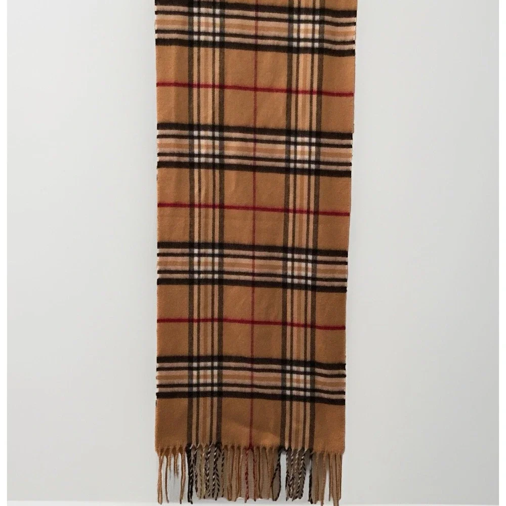Scarf Cashmink V. Fraas Germany Plaid Camel Black Red 11
